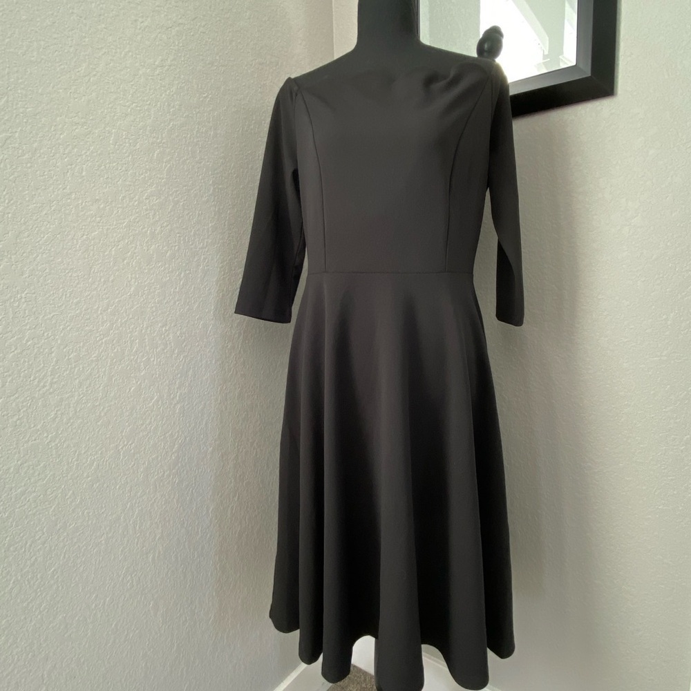 MISSMAY Retro Scallop Boat Neck Black Swing Dress Large - Picture 6 of 15